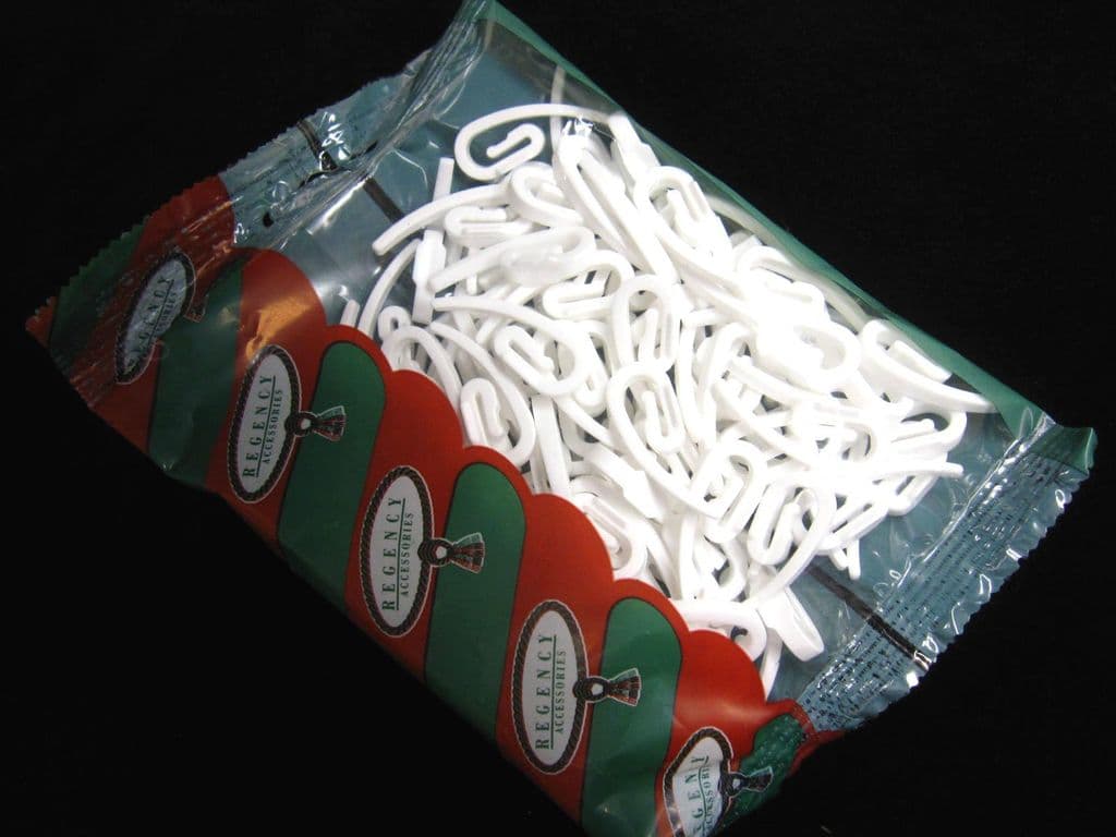 100 Curtain Tape Hooks White Regency Sewing Pleating Tape Hooks